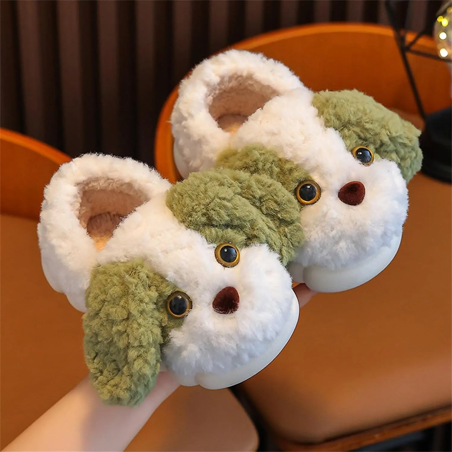Toddler Boys Girls Soft Plush Slippers Kids ??artoon Dog Cute Animal House Shoes Winter Indoor Non Slip Warm Slippers