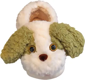 Toddler Boys Girls Soft Plush Slippers Kids ??artoon Dog Cute Animal House Shoes Winter Indoor Non Slip Warm Slippers
