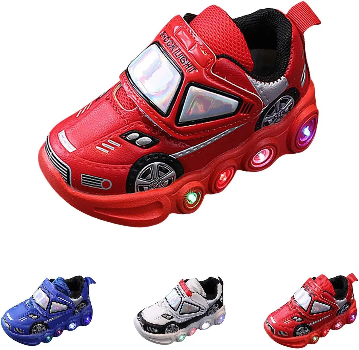 Toddler Boys Light Up Shoes Car Pattern Luminous Sport Sneaker, Kids Fashion Stylish Cute Soft Sole Athletic Shoes