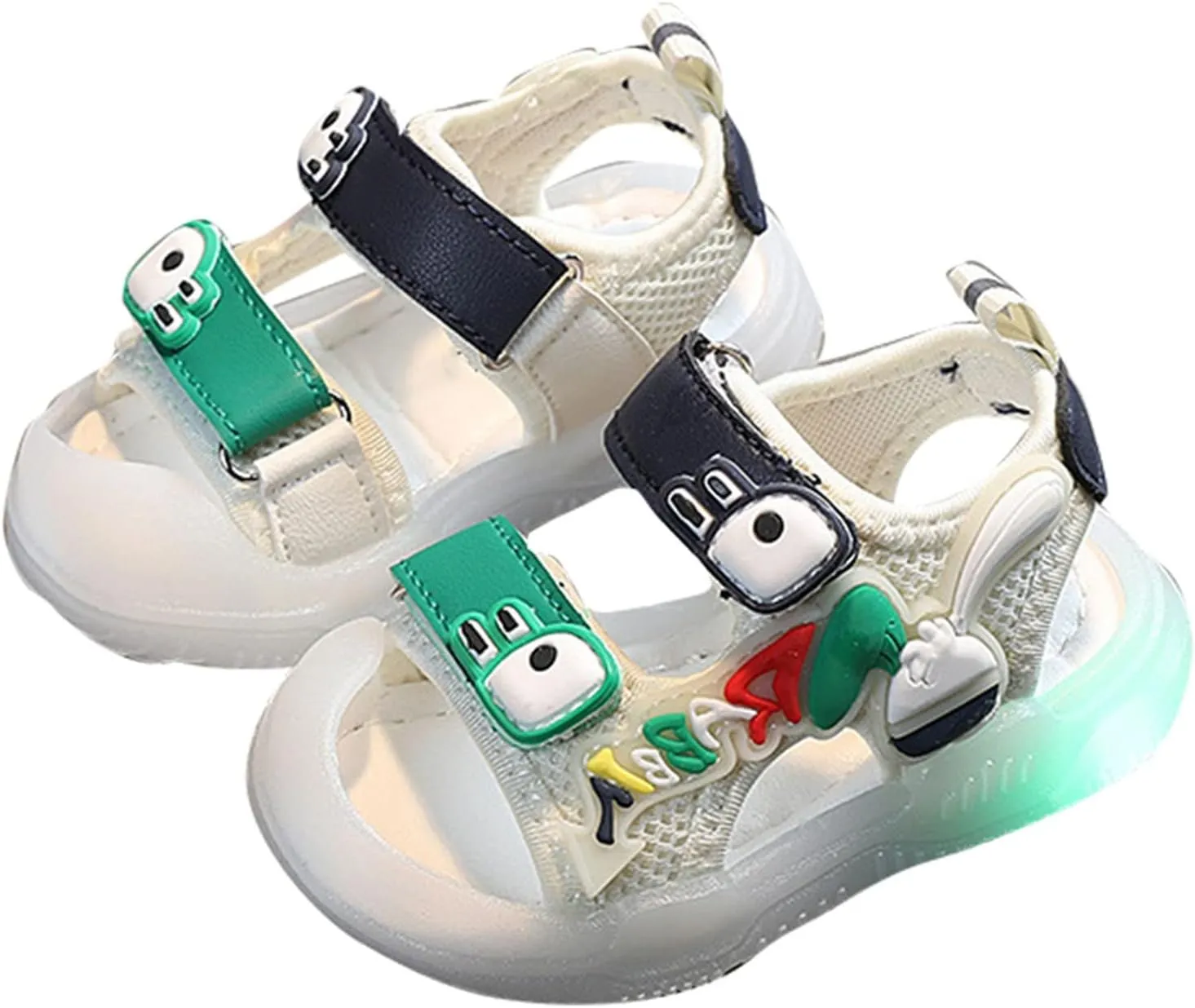 Toddler Luminous Sandals Cute Open Toe Anti Slip Flat Shoes for Boys Girls Lightweight Luminous Flashing Sneakers