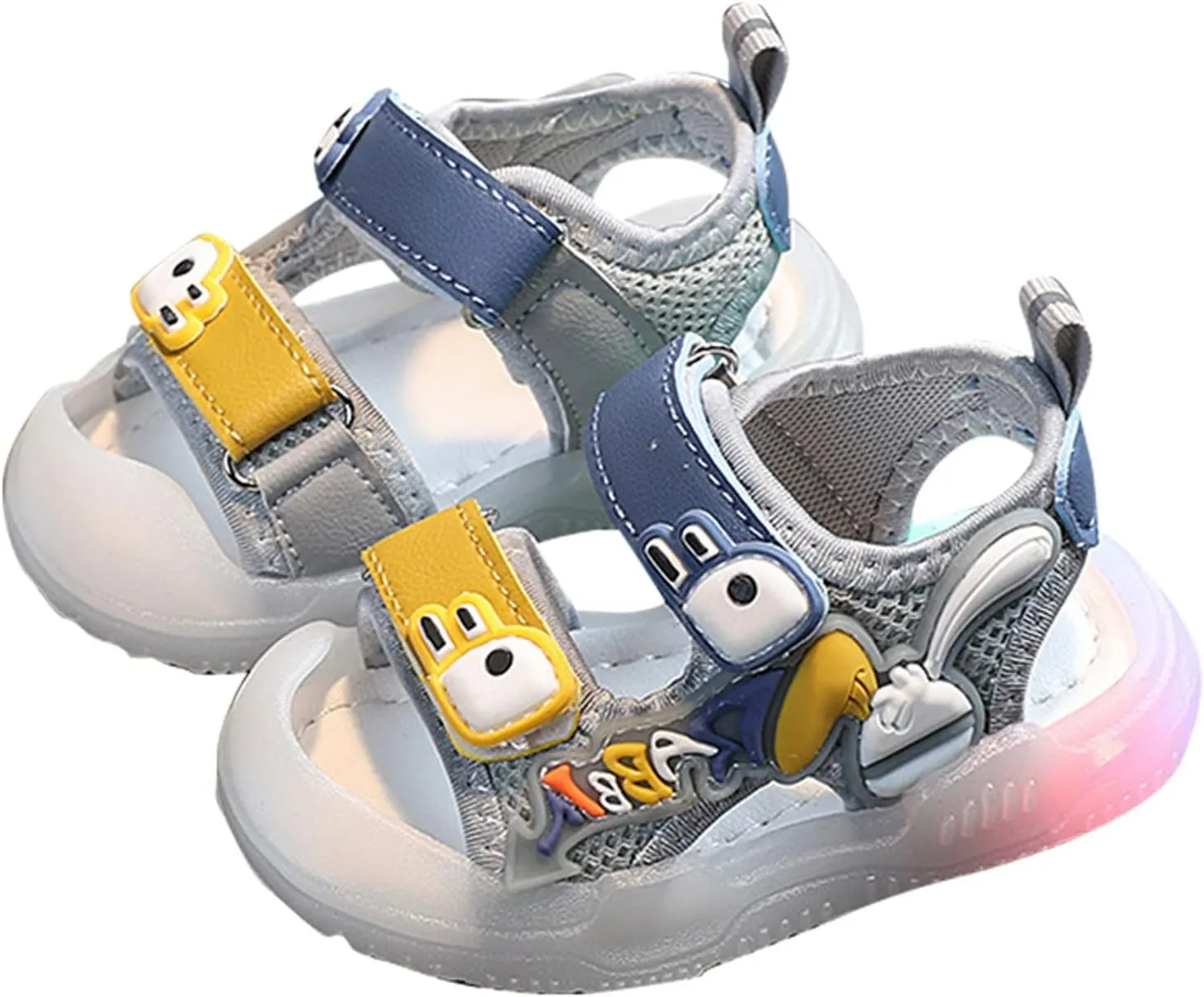 Toddler Luminous Sandals Cute Open Toe Anti Slip Flat Shoes for Boys Girls Lightweight Luminous Flashing Sneakers