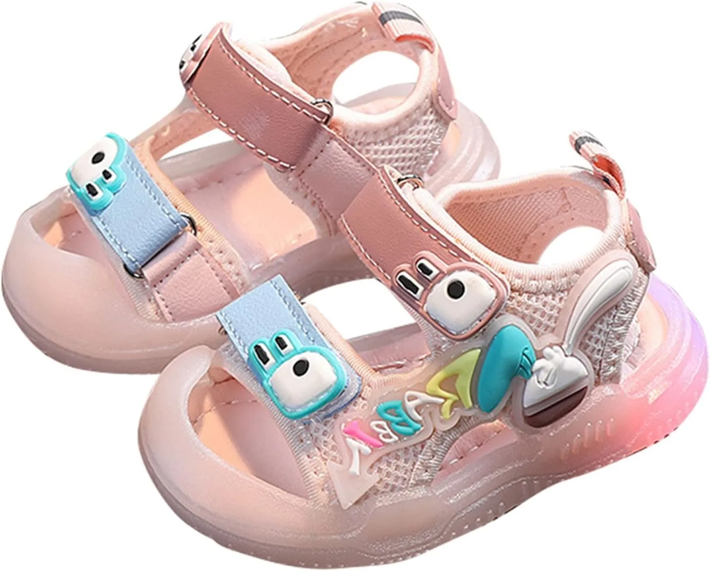 Toddler Luminous Sandals Cute Open Toe Anti Slip Flat Shoes for Boys Girls Lightweight Luminous Flashing Sneakers