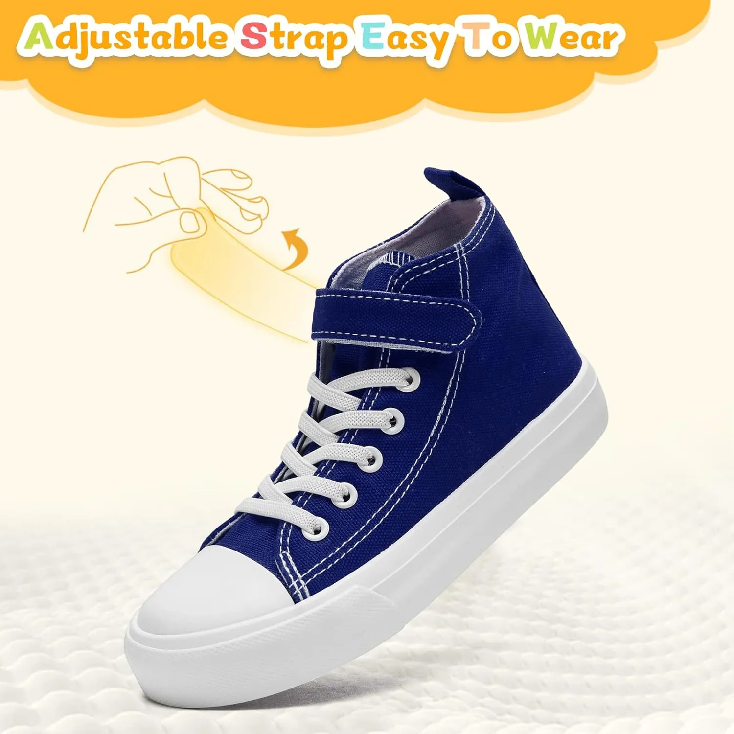 Toddler Shoes for Boys Girls, Kids Canvas Sneakers Classic Adjustable Strap Lace Up Comfortable Lightweight Running Walking Casual Shoes