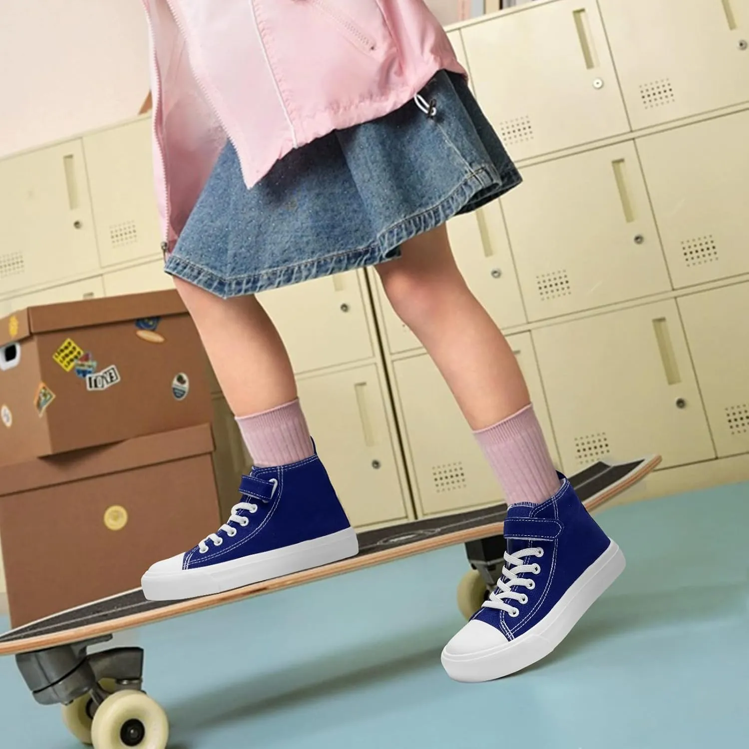 Toddler Shoes for Boys Girls, Kids Canvas Sneakers Classic Adjustable Strap Lace Up Comfortable Lightweight Running Walking Casual Shoes