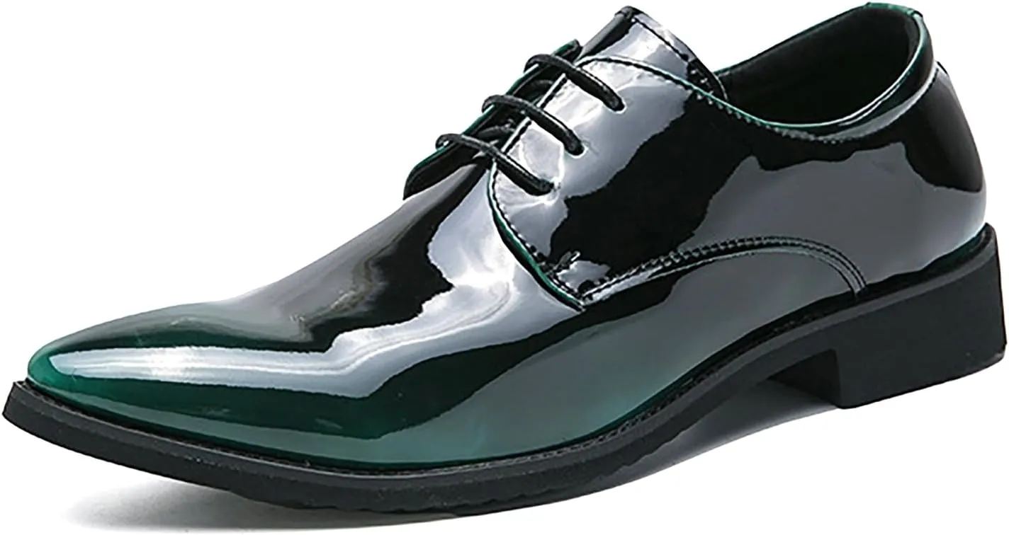 Tuxedo Shoes Patent Leather Wedding Dress Shoes for Men Lace up Formal Business Oxford Shoes