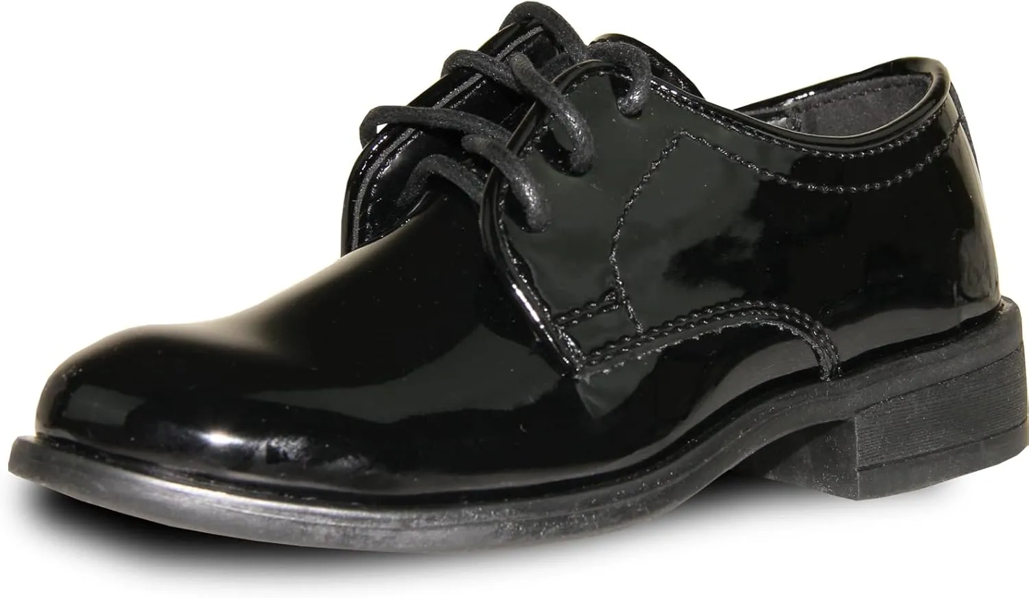 vangelo Boy Dress Shoe TAB-1 Oxford Tuxedo Shoe for Prom, Uniform, Prom and Formal Events Black Patent Size Big Kid 5Y