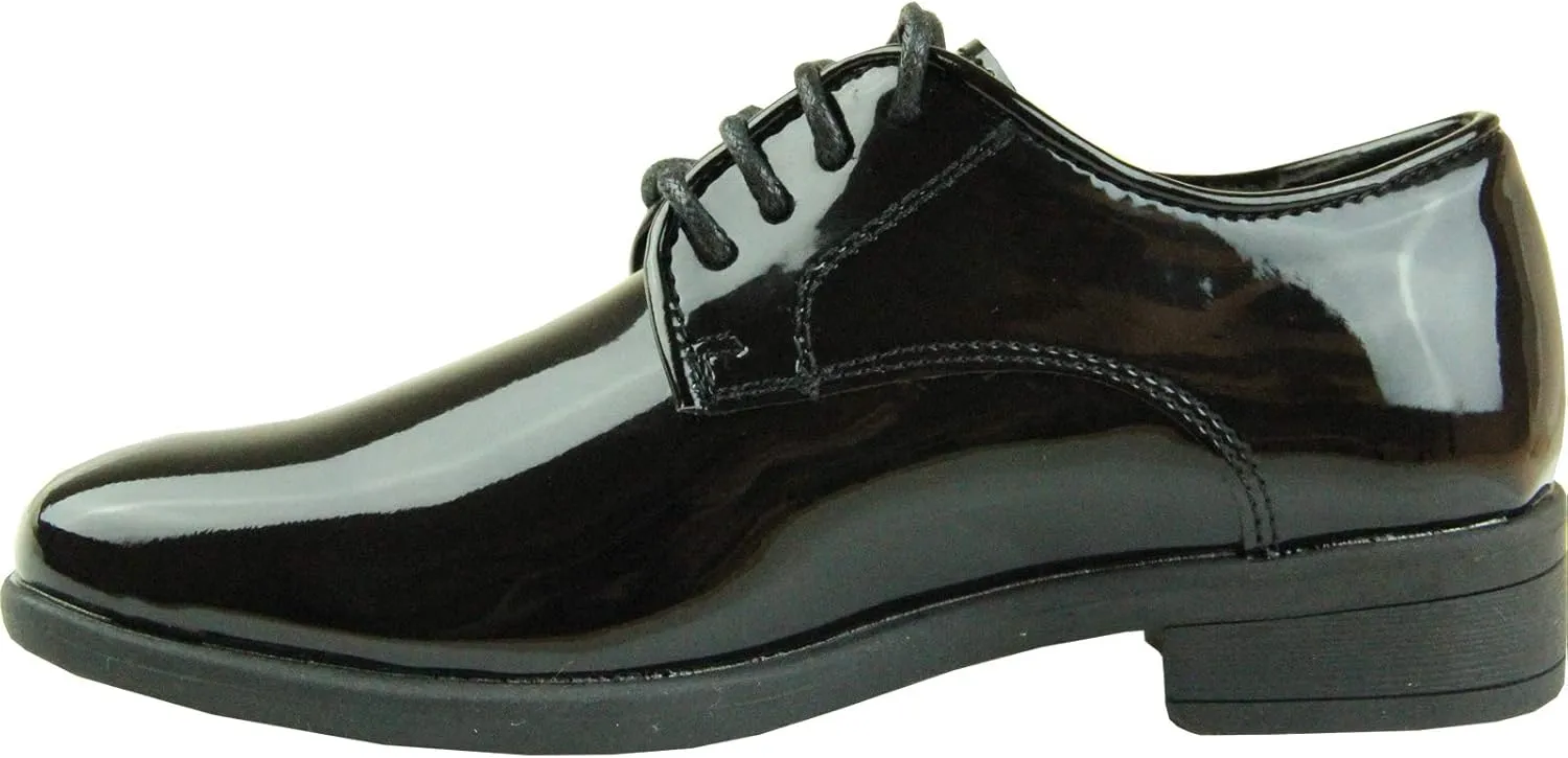 VANGELO Boy Kid Dress Shoes Fashion Oxford Lace Up Tuxedo Shoes for Prom, Uniform, Wedding Formal Events Size from Toddler to Big Kid