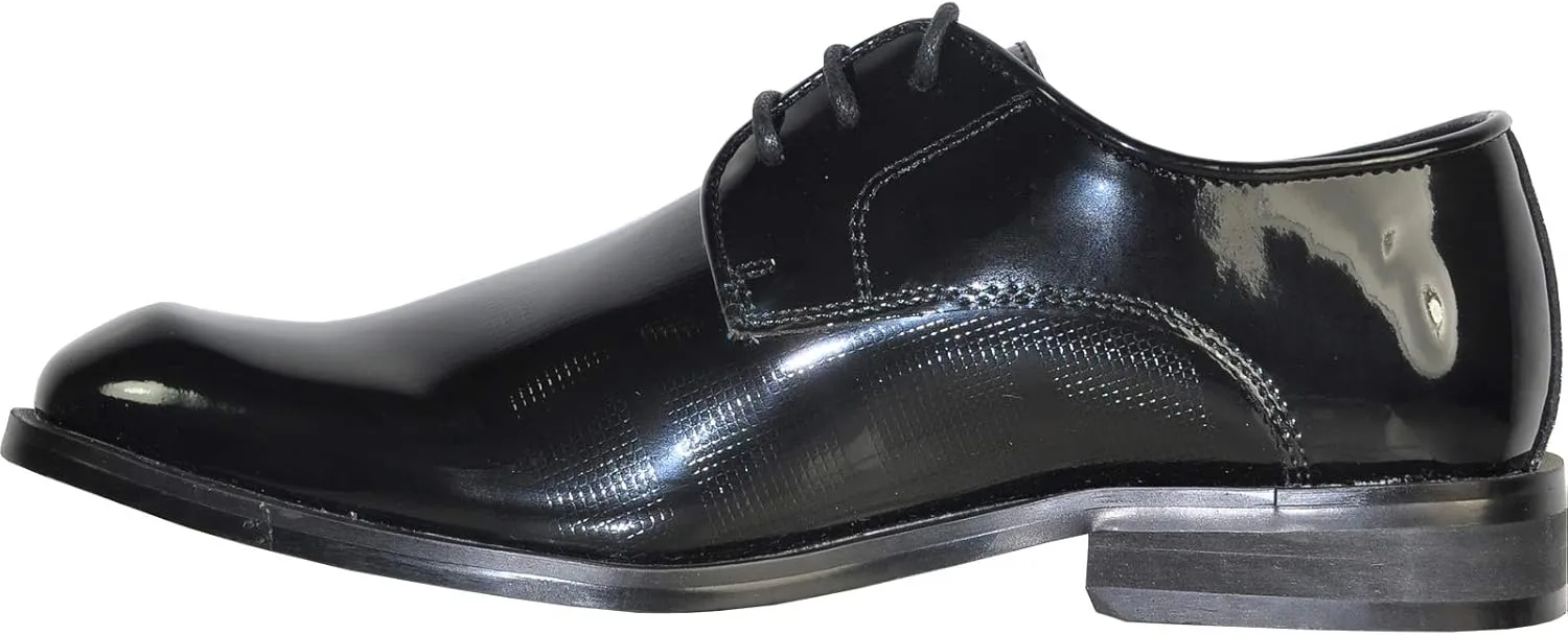 VANGELO Boy Kid Dress Shoes Fashion Oxford Lace Up Tuxedo Shoes for Prom, Uniform, Wedding Formal Events Size from Toddler to Big Kid