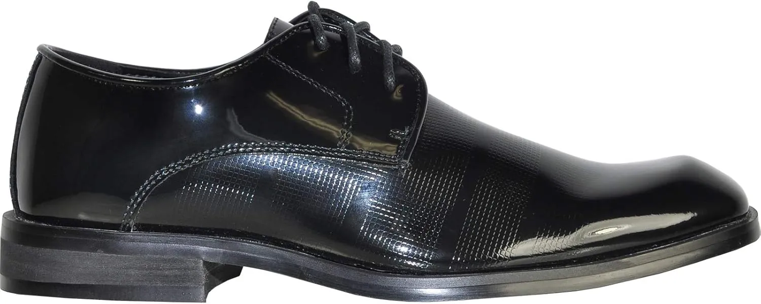 VANGELO Boy Kid Dress Shoes Fashion Oxford Lace Up Tuxedo Shoes for Prom, Uniform, Wedding Formal Events Size from Toddler to Big Kid