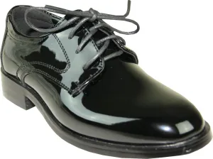 VANGELO Toddler Boy Tuxedo Shoes TAB Dress Shoe Oxford Style Wrinke Free Black Patent 10M US Toddler
