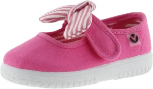 Victoria Toddlers Slip On Canvas Bow Shoes, Fuchsia White,7.5 M US