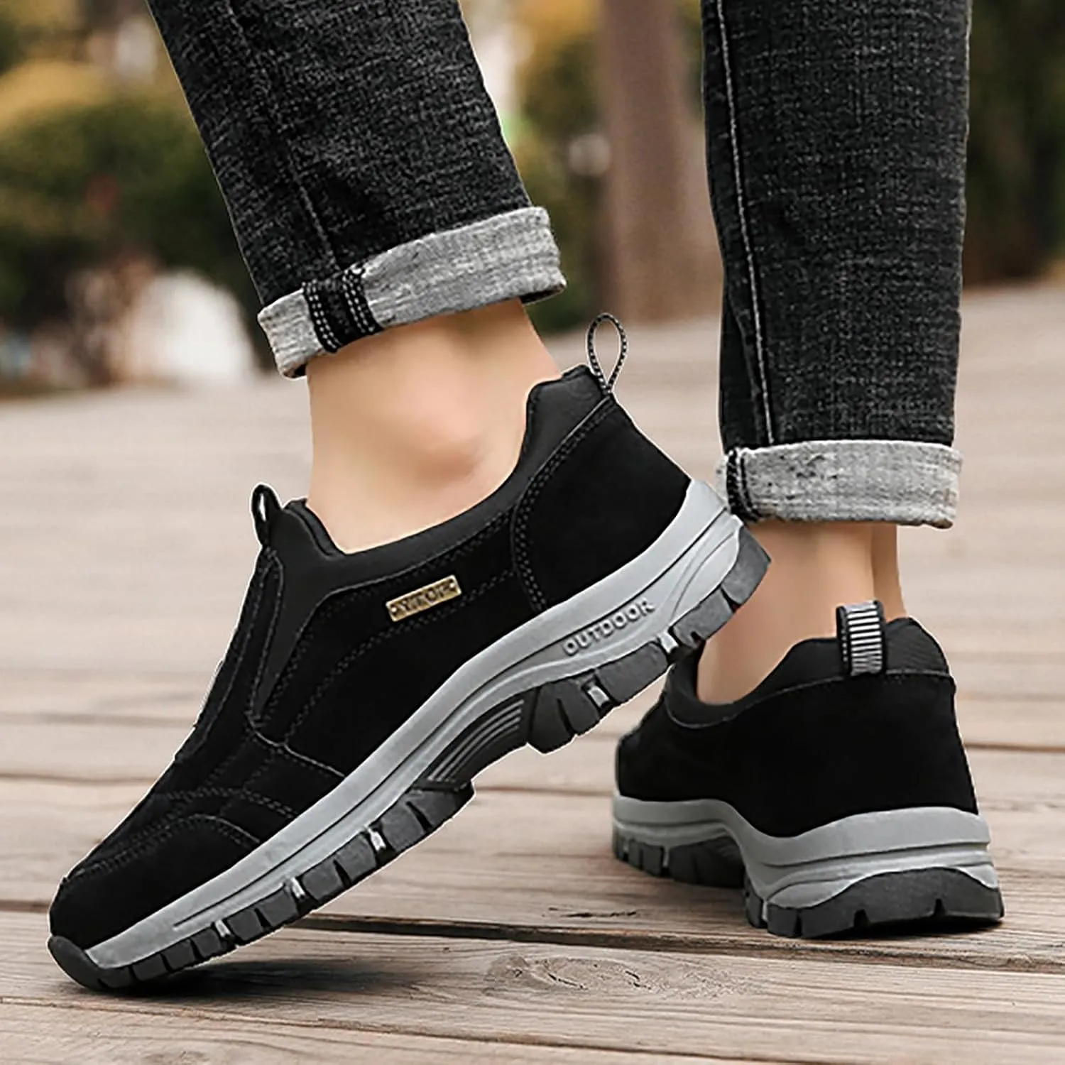 Walking Sneakers Men's Hiking Shoes Non-Slip Trekking Trail Shoes Lightweight Breathable Outdoor Shoes Extra Wide