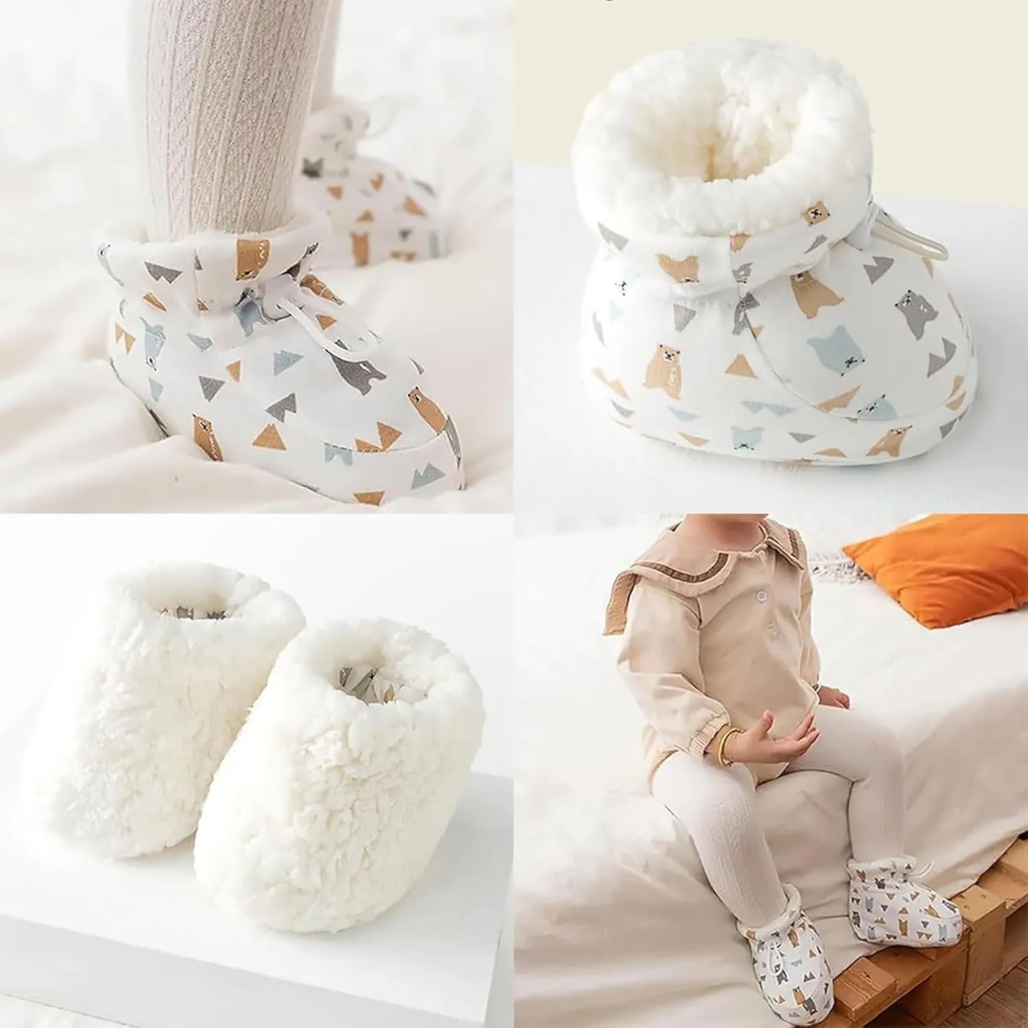 Warm Furry Baby Boots Toddler Boy Girl Cozy Fleece Booties Winter Snow Anti Slip Soft Sole Sock Unisex Outdoor Shoes