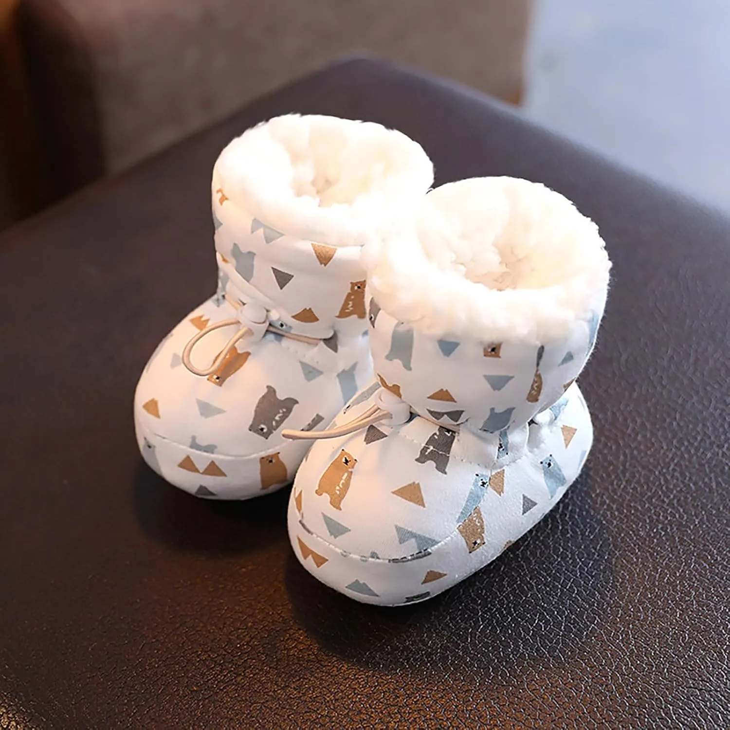 Warm Furry Baby Boots Toddler Boy Girl Cozy Fleece Booties Winter Snow Anti Slip Soft Sole Sock Unisex Outdoor Shoes