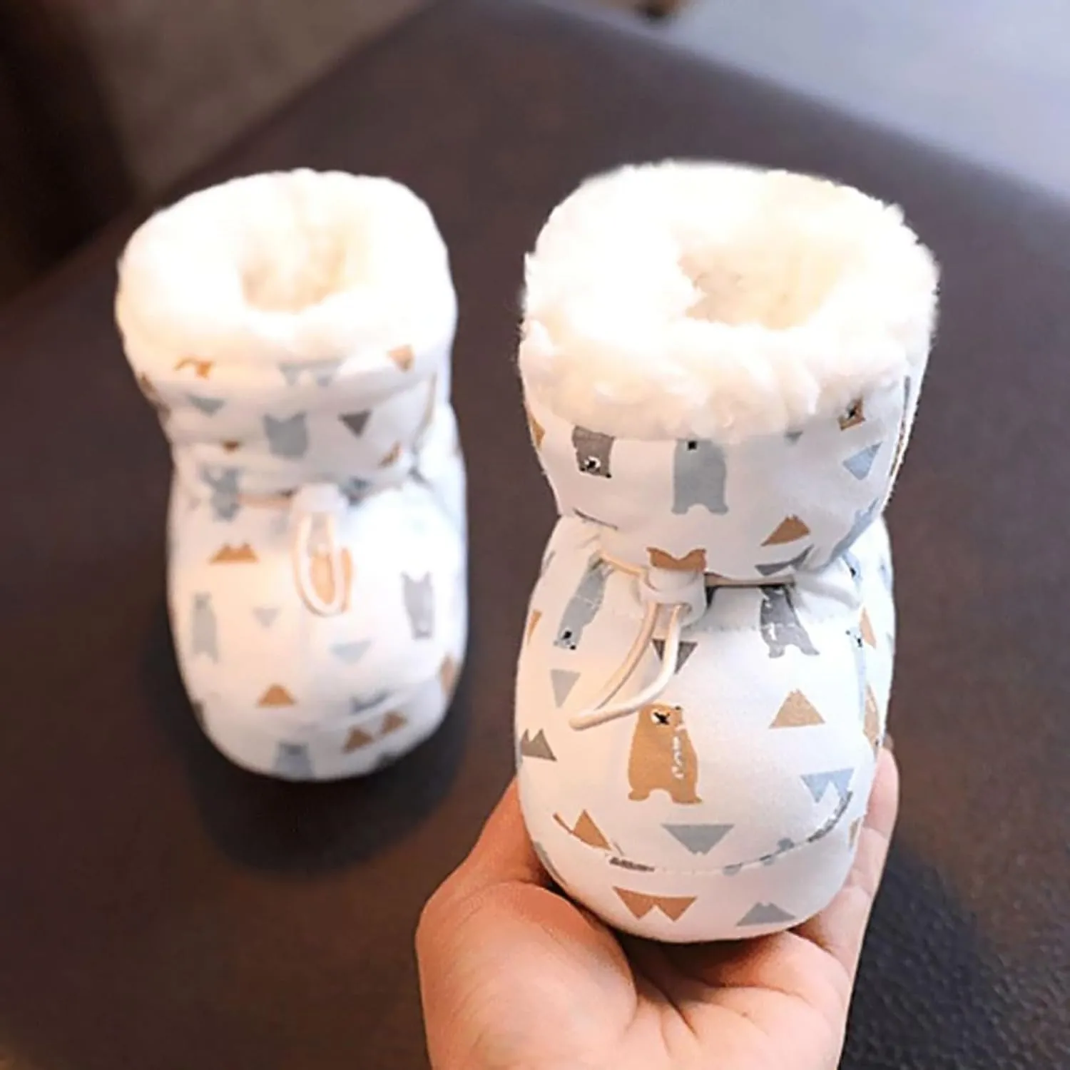 Warm Furry Baby Boots Toddler Boy Girl Cozy Fleece Booties Winter Snow Anti Slip Soft Sole Sock Unisex Outdoor Shoes