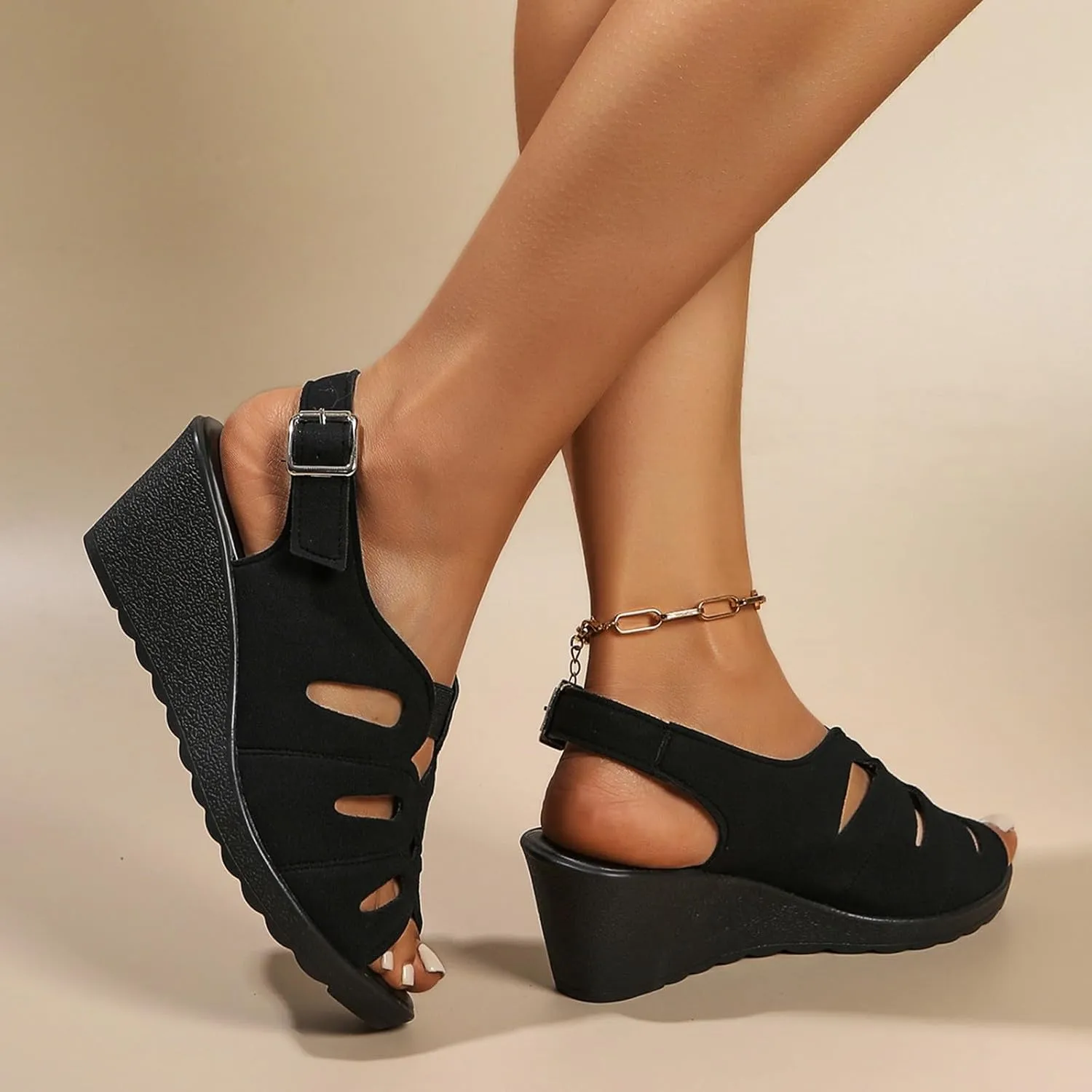 Wedge Sandals for Women 2025 Fish Mouth Slip On Orthopedic Sandals Summer Slip On Dress Shoes Open Toe Adjustable Buckle Beach Slides