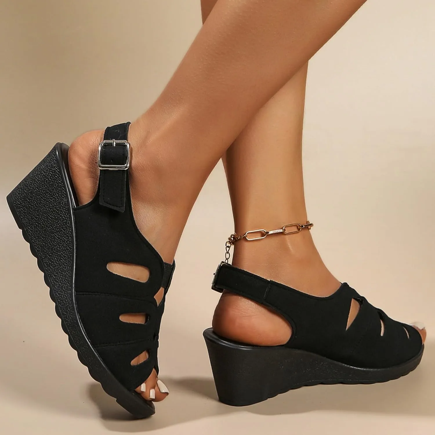 Wedge Sandals for Women 2025 Fish Mouth Slip On Orthopedic Sandals Summer Slip On Dress Shoes Open Toe Adjustable Buckle Beach Slides