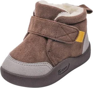 Winter Booties 12 Months Baby Shoes Toddler Boots Soft Bottom Toddler Shoes Plus Velvet Thick Non (Coffee, 12-18 Months)