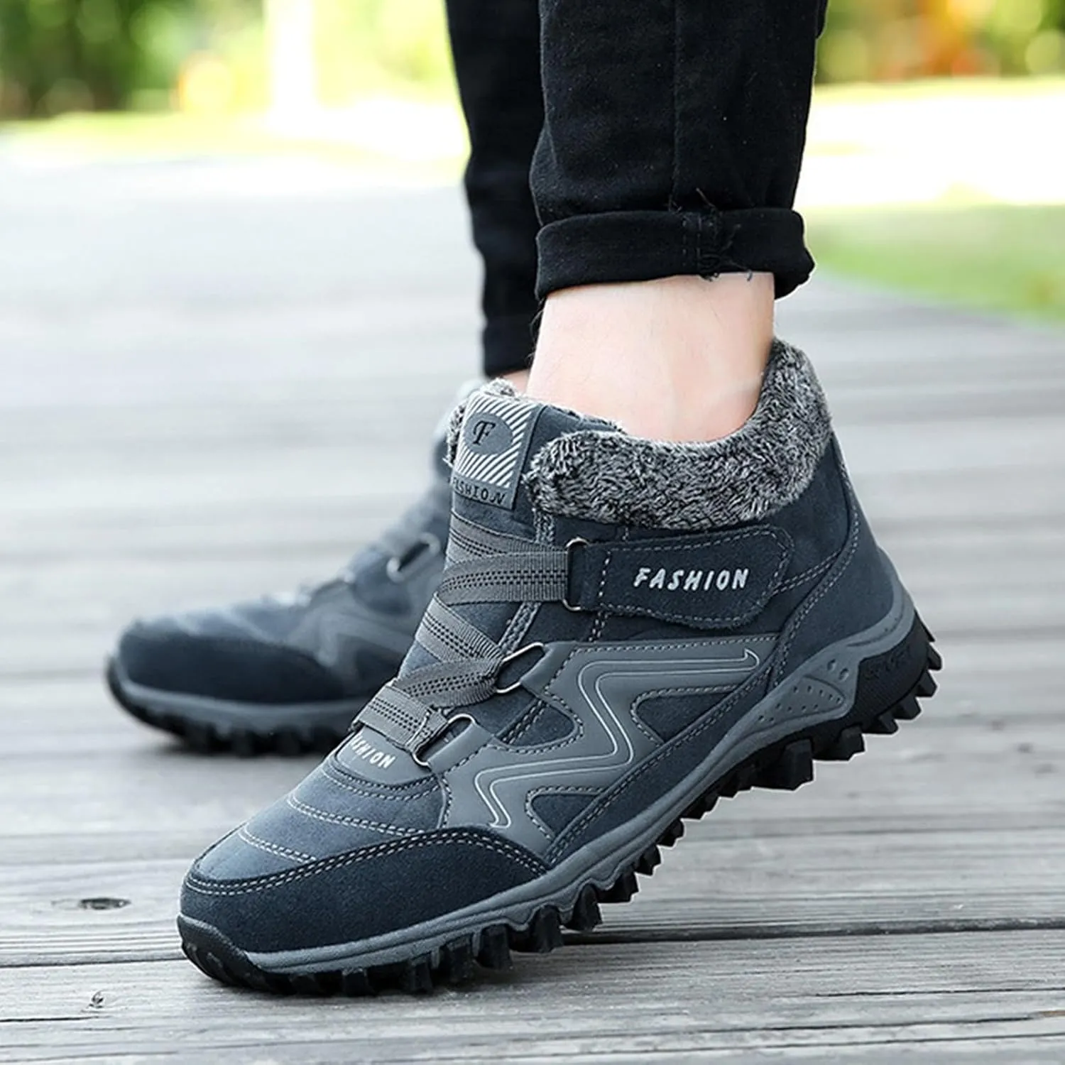 Winter Hiking Boots Men,Fashion Comfortable Fur Lined Snow Boots Men,Lightweight Breathable Cold-Weather Warm Winter Boots for Men,Slip Resistant