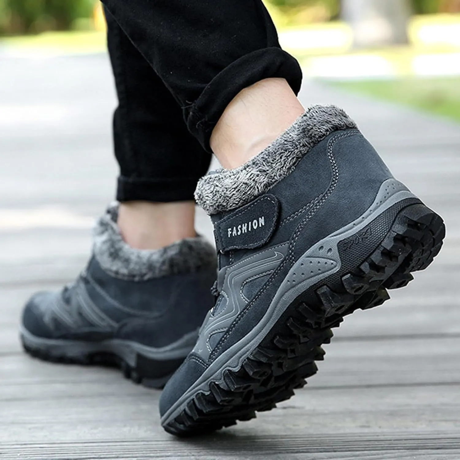 Winter Hiking Boots Men,Fashion Comfortable Fur Lined Snow Boots Men,Lightweight Breathable Cold-Weather Warm Winter Boots for Men,Slip Resistant