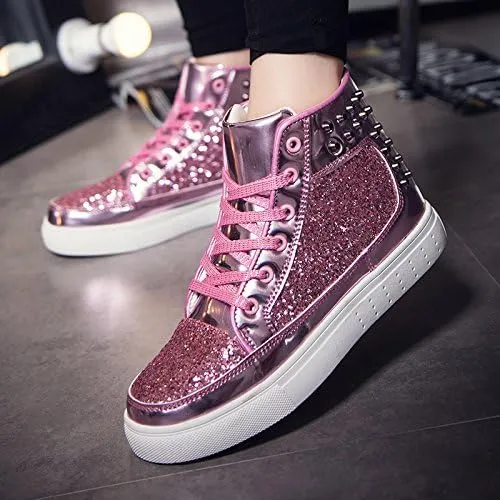Women's Mid-Top Sneakers - Casual & Stylish, Soft Sole Skate Shoes for All Seasons, Comfortable Fit with Lace-Up Closure