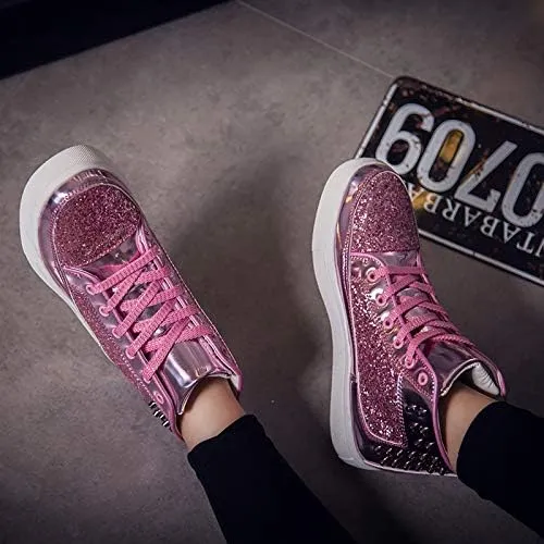 Women's Mid-Top Sneakers - Casual & Stylish, Soft Sole Skate Shoes for All Seasons, Comfortable Fit with Lace-Up Closure
