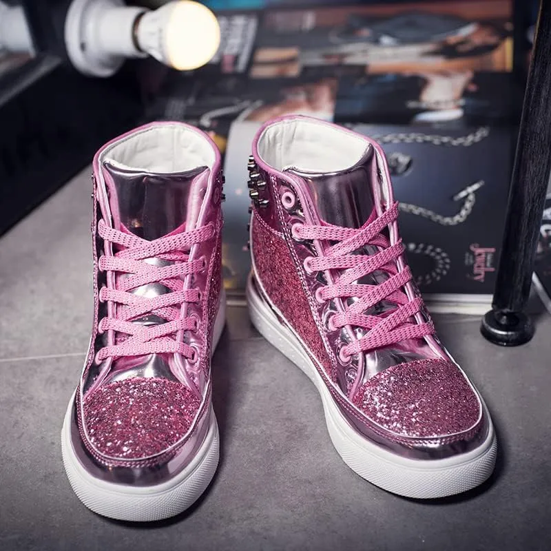 Women's Mid-Top Sneakers - Casual & Stylish, Soft Sole Skate Shoes for All Seasons, Comfortable Fit with Lace-Up Closure