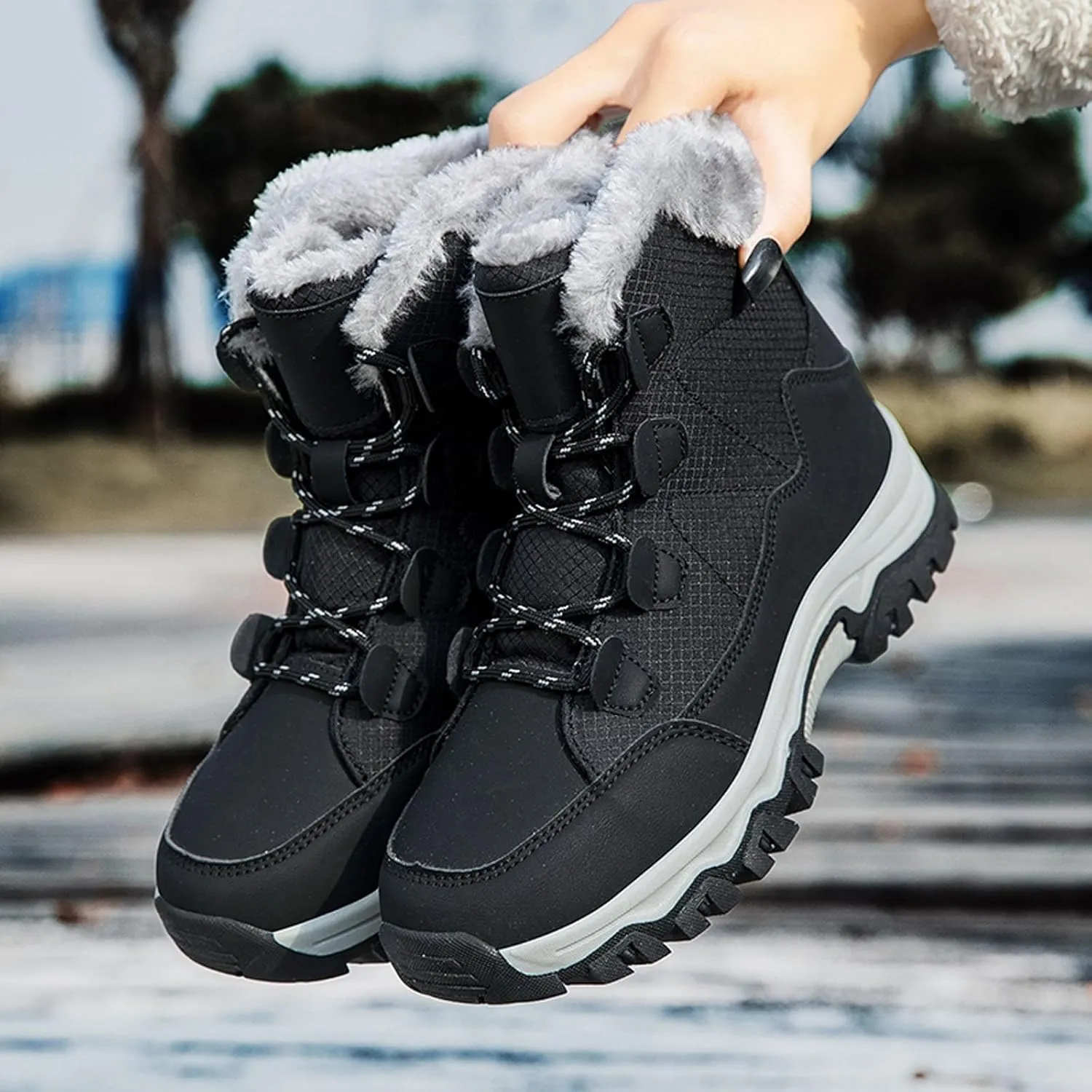 Womens Snow Boots Waterproof Winter Boots Outdoor Hiking Ankle Boot With Fur Lined Non Slip Warm Boots