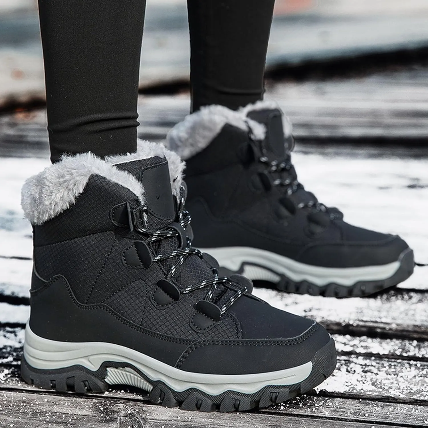 Womens Snow Boots Waterproof Winter Boots Outdoor Hiking Ankle Boot With Fur Lined Non Slip Warm Boots