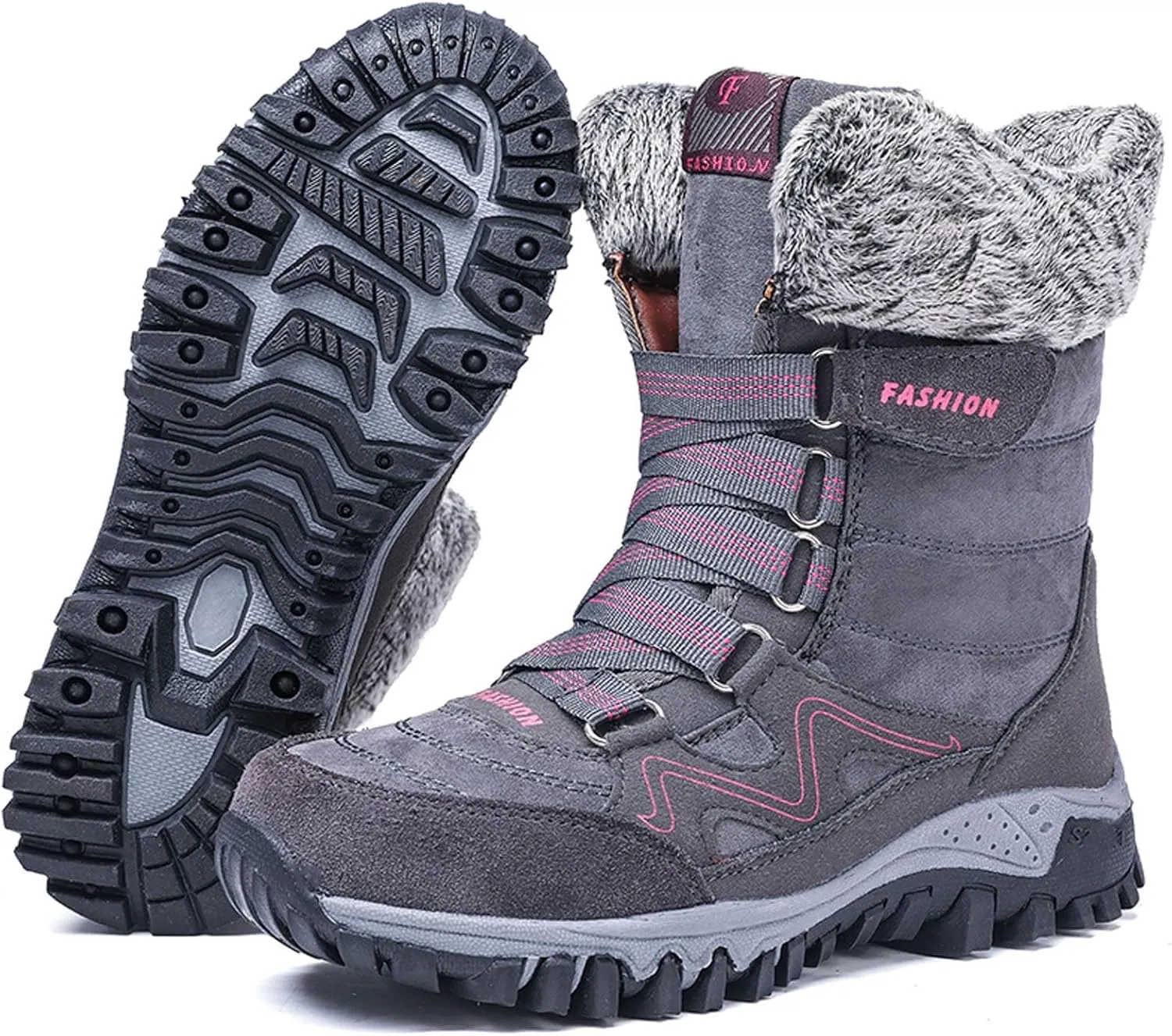 Womens Snow Boots Waterproof Winter Boots Outdoor Hiking Ankle Boot With Fur Lined Non Slip Warm Boots