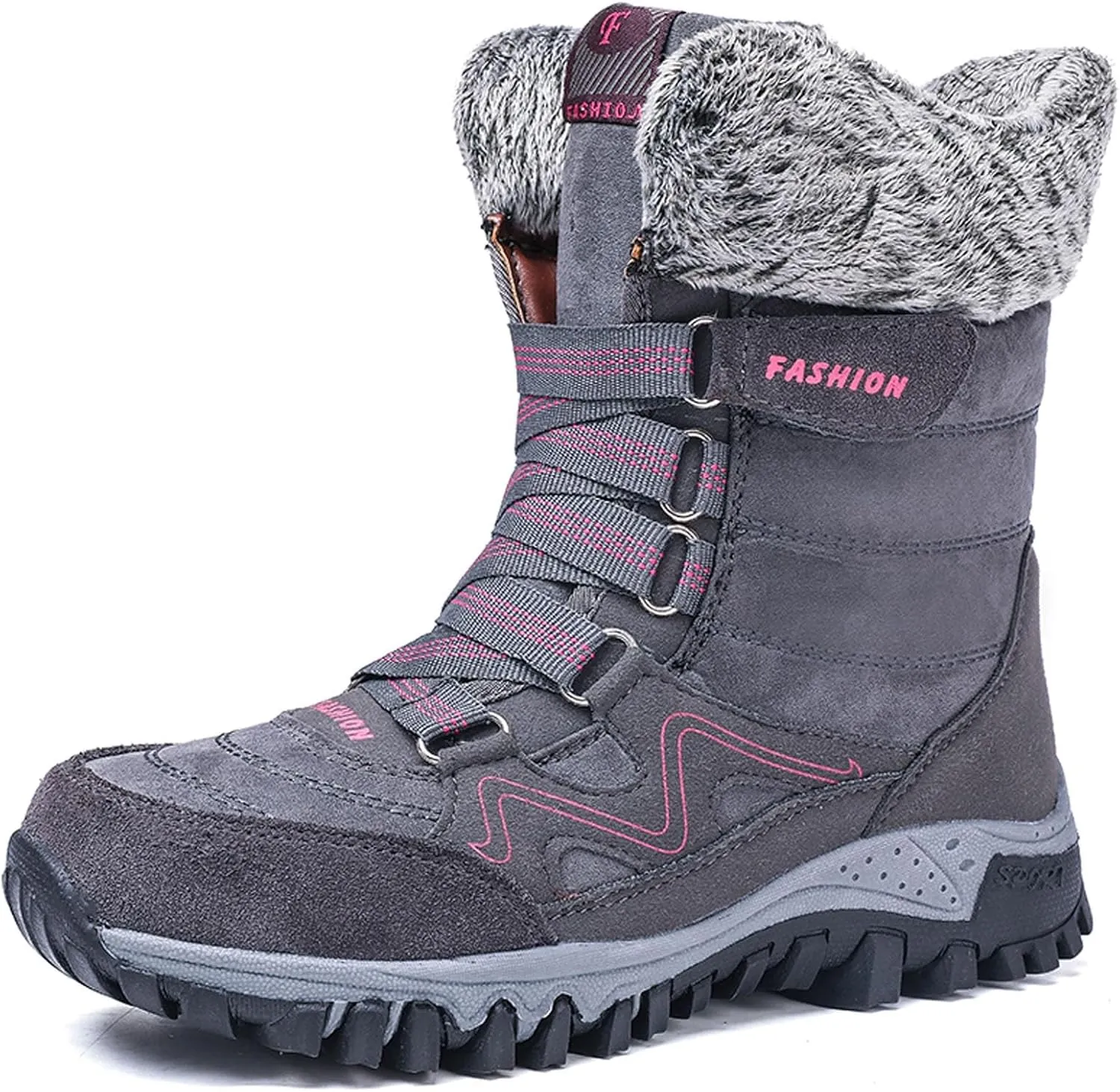 Womens Snow Boots Waterproof Winter Boots Outdoor Hiking Ankle Boot With Fur Lined Non Slip Warm Boots