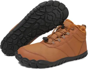 Women's Waterproof Non-Slip Hiking Boots Lightweight Fur Lined Thick Warm Adjustable Slip-On Shoes Wide Toe Box Zero Drop Ankle Booties Rubber Sole Military Work Desert Boots