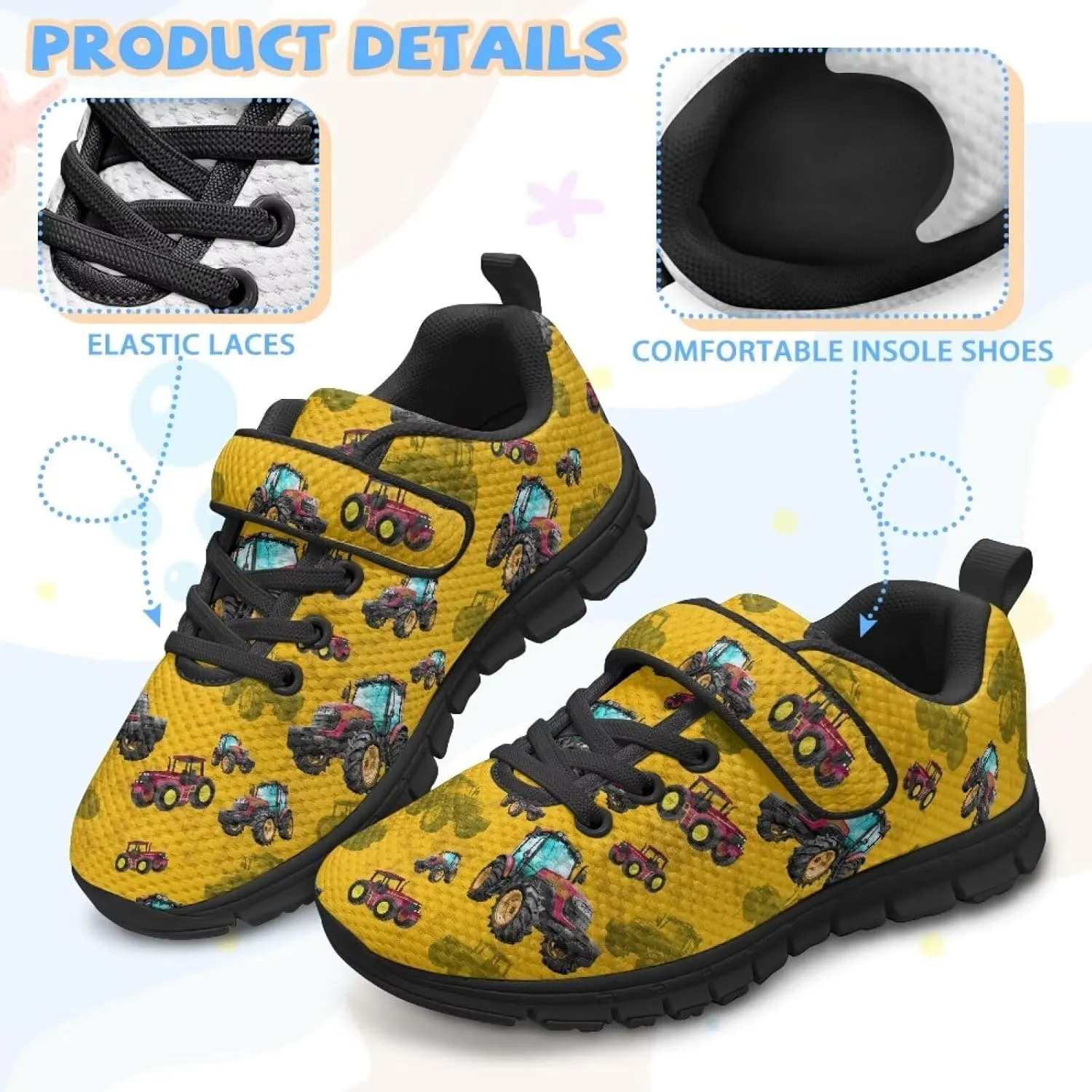 YEXIATODO Slip On Shoes Girls Boys Wide Shoes Kids Shoes No Tie Shoelaces Running Sneakers Slip on Tennis Shoes 11-2.5
