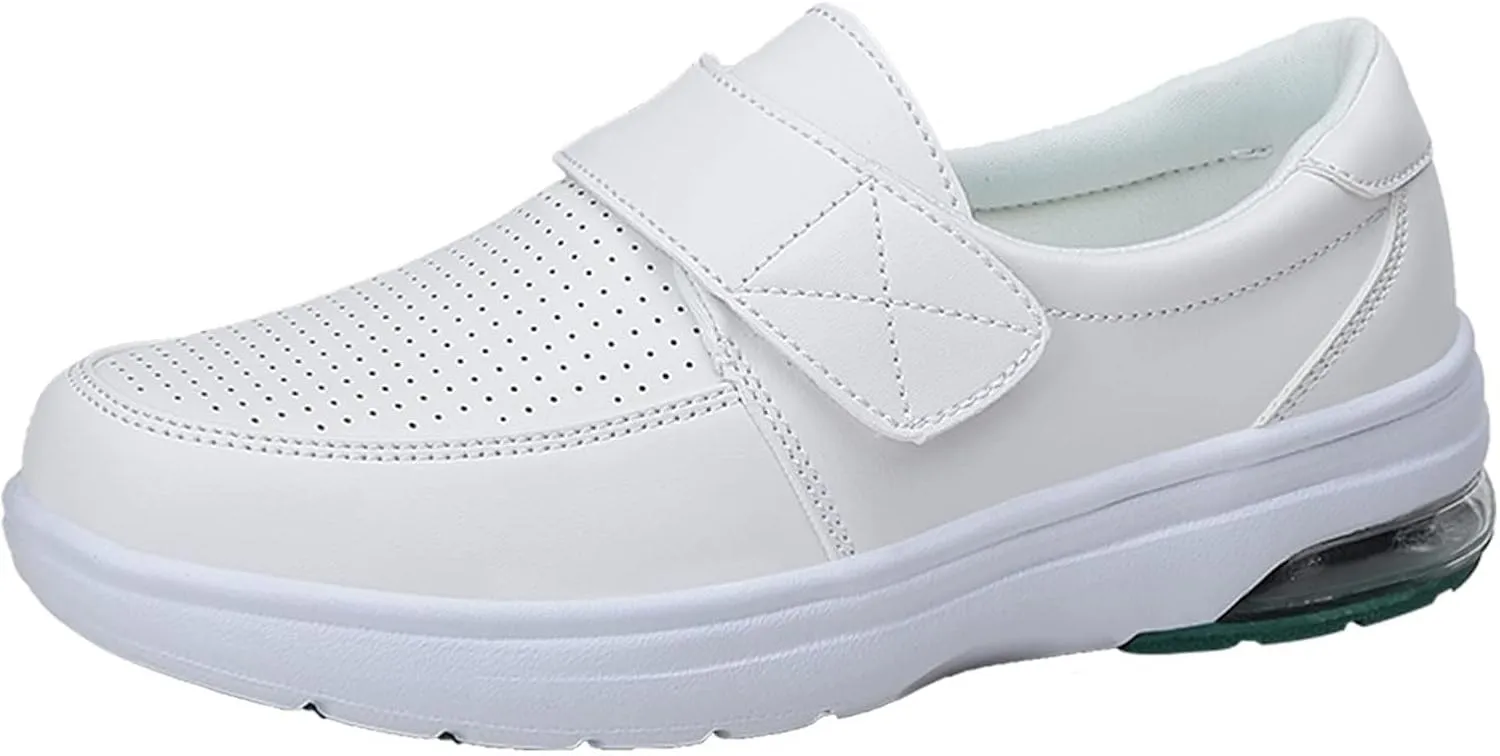 ZWRXW Women's Healthcare Nursing Shoes Faux Leather Non-Slip Lightweight Comfortable Nurse Shoe Restaurant Waterproof Work Shoes Healthy Footwear Casual Walking Sneakers,Unisex